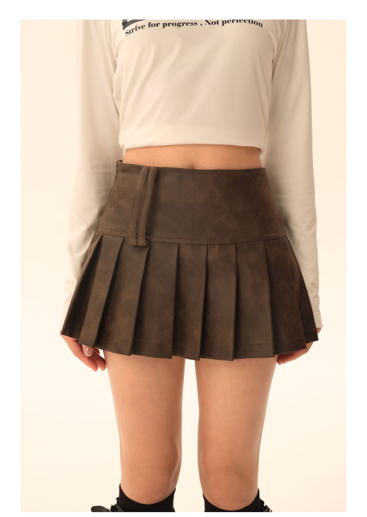 American Retro Leather Mini Skirt P405