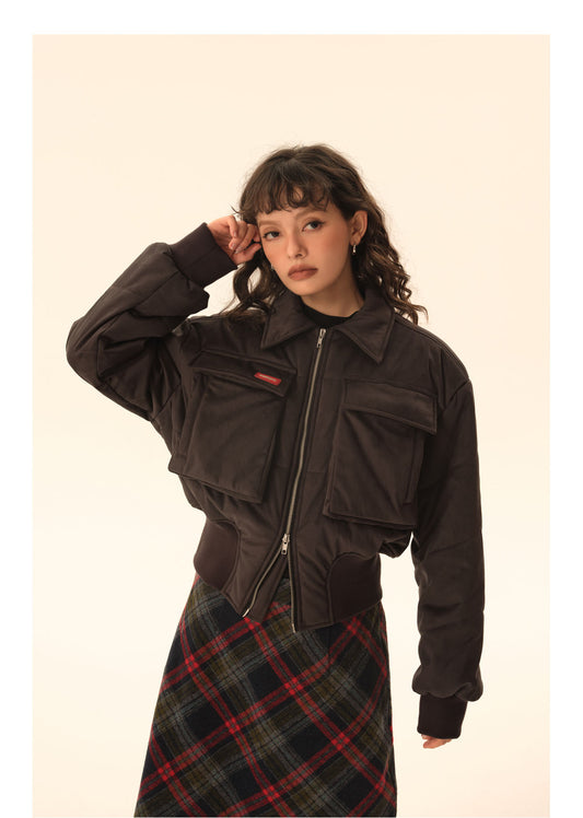 American retro big pocket short jacket P442