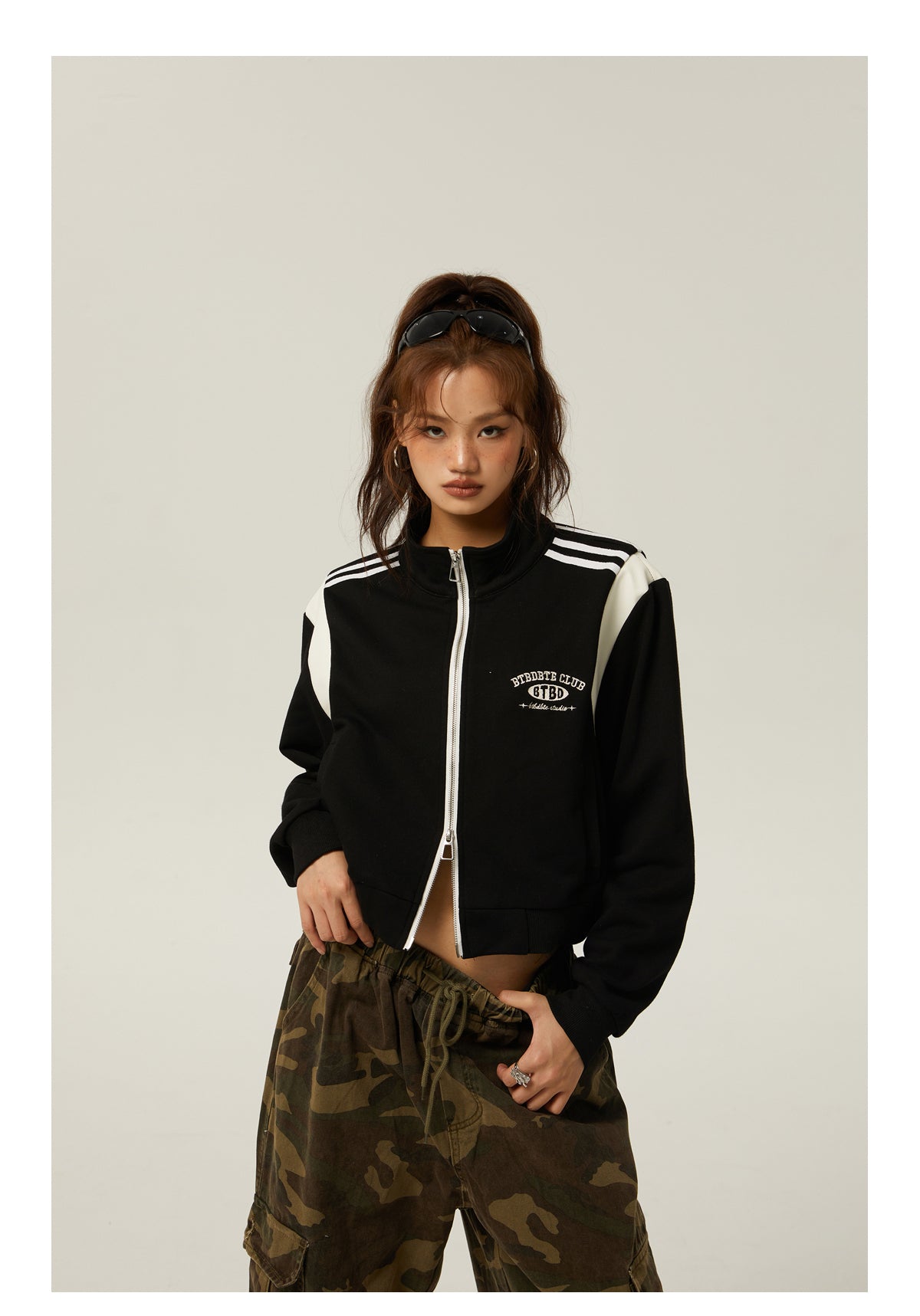 Slim fit cropped baseball jacket P244