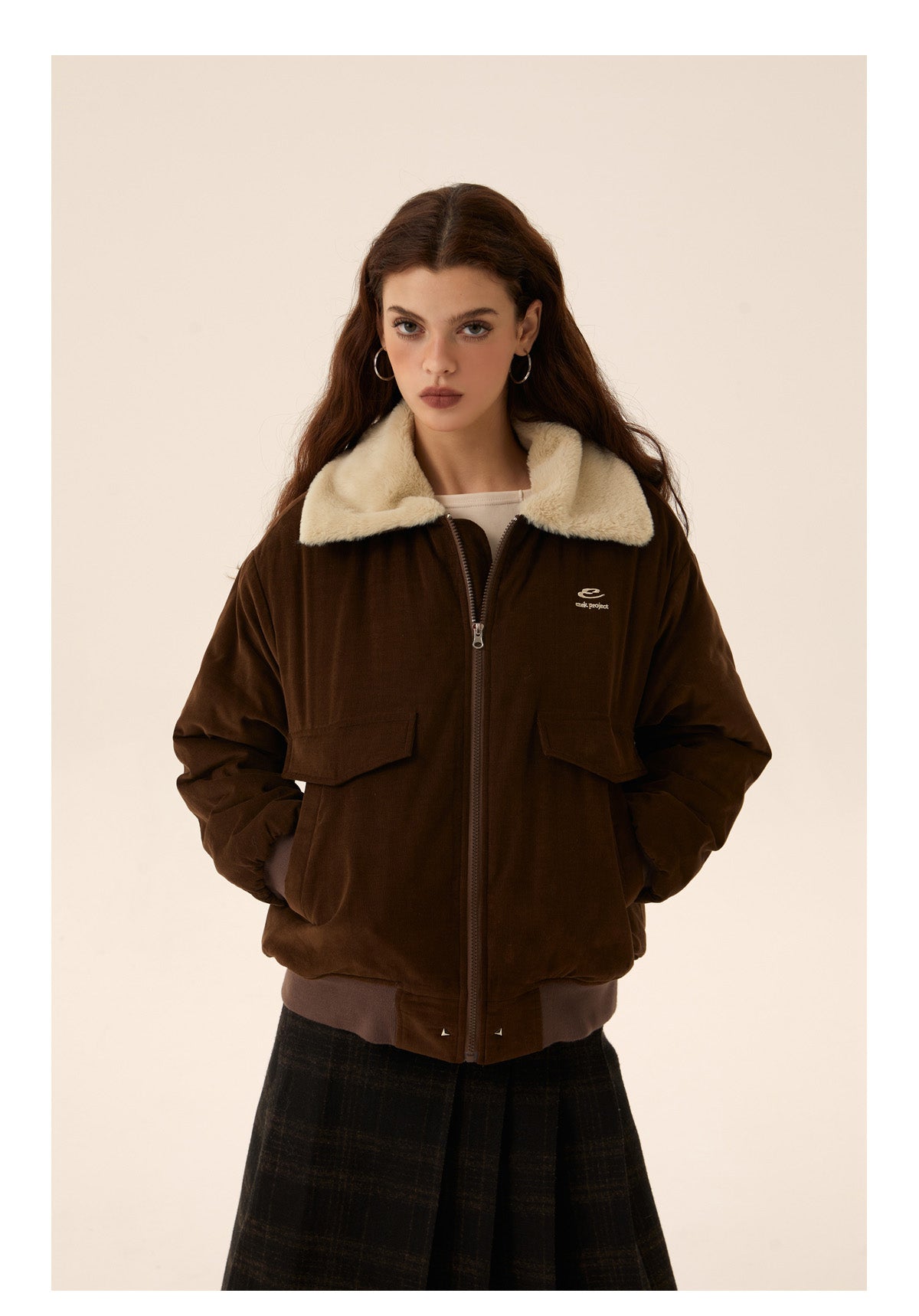 Fur zip work jacket P584