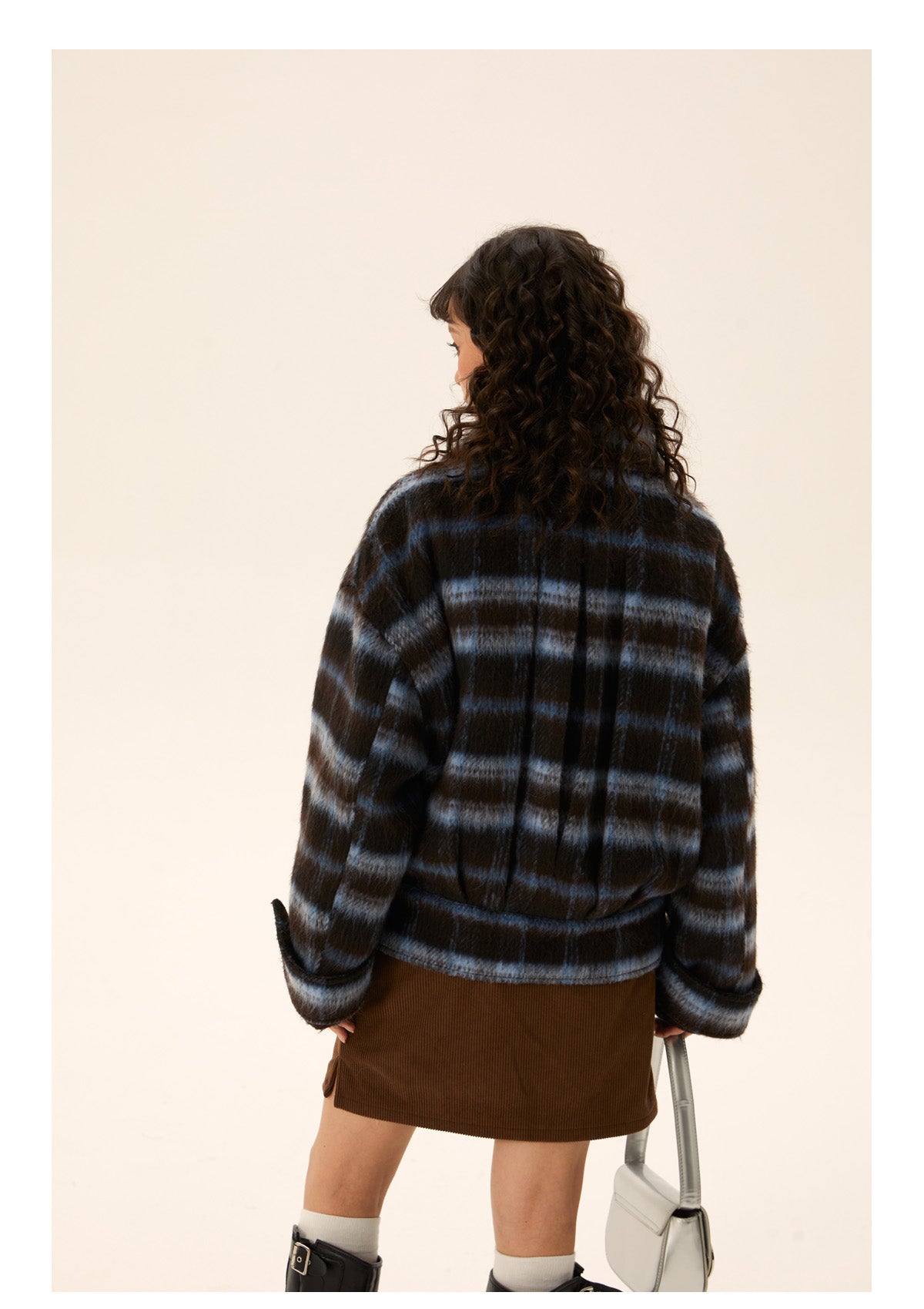 Retro check pattern coat jacket P575