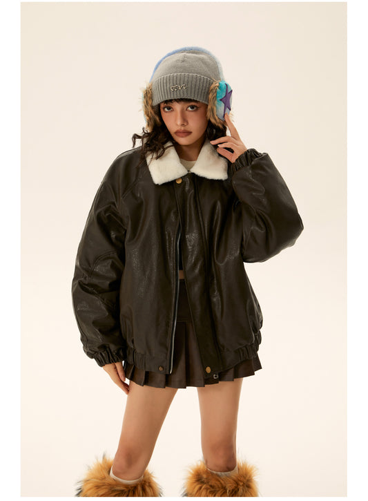 Retro Leather Fur Jacket P566