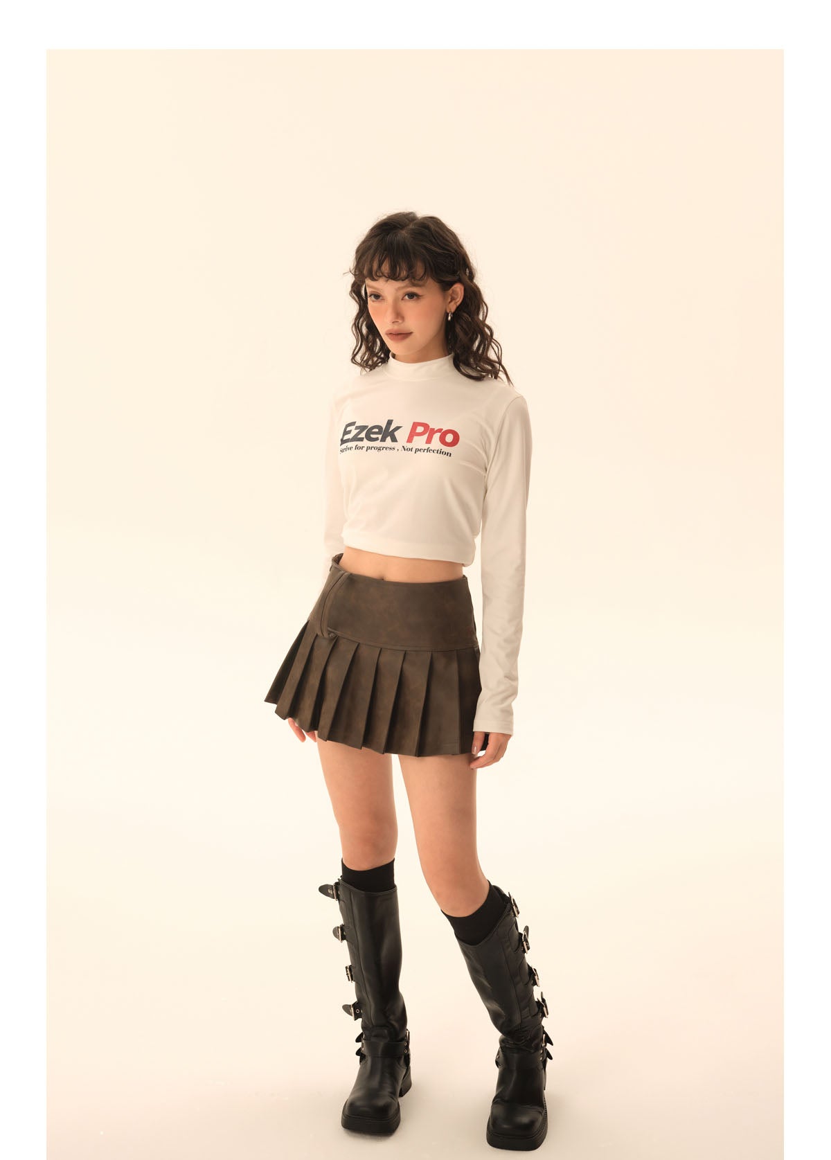 American Retro Leather Mini Skirt P405