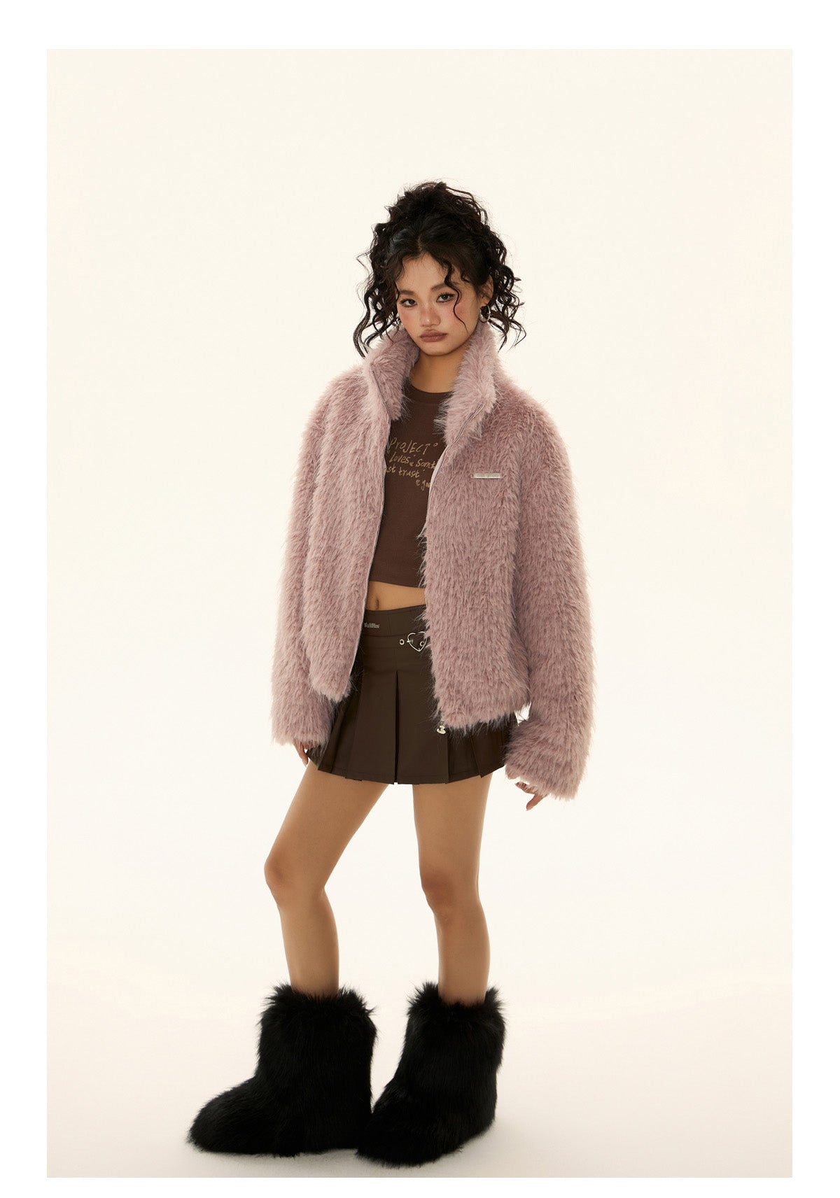 Retro Zip Fur Jacket P559