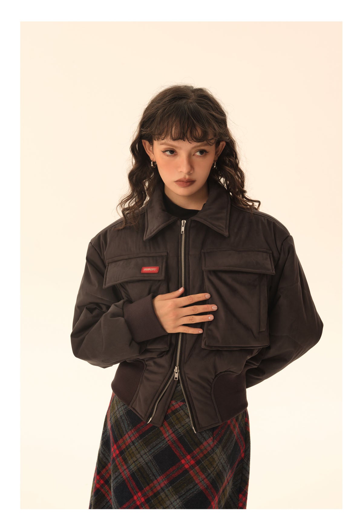 American retro big pocket short jacket P442