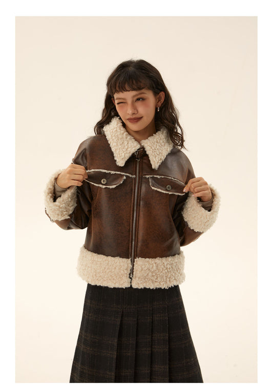 Retro short boa jacket P427