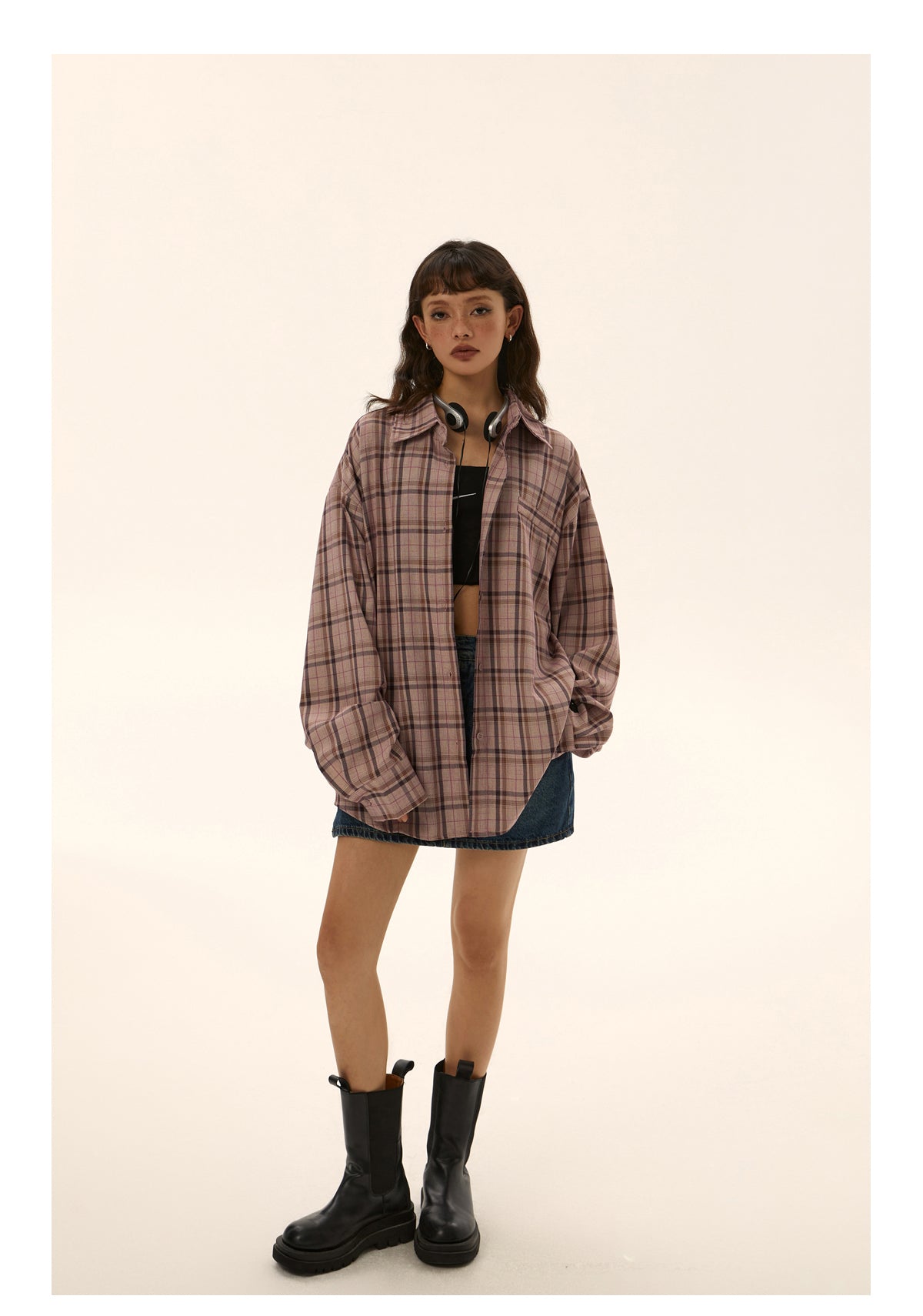 Loose fit retro check shirt P247