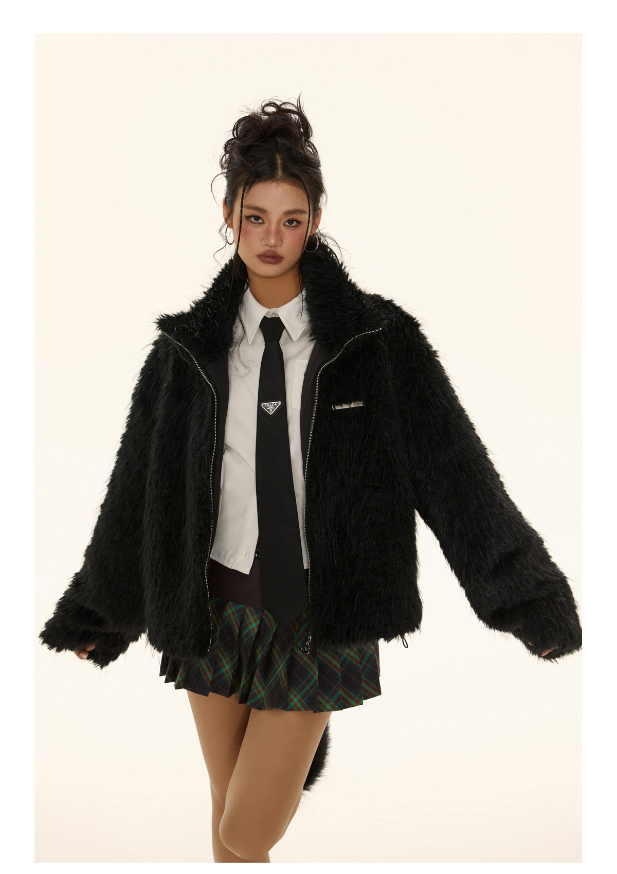 Retro Zip Fur Jacket P559