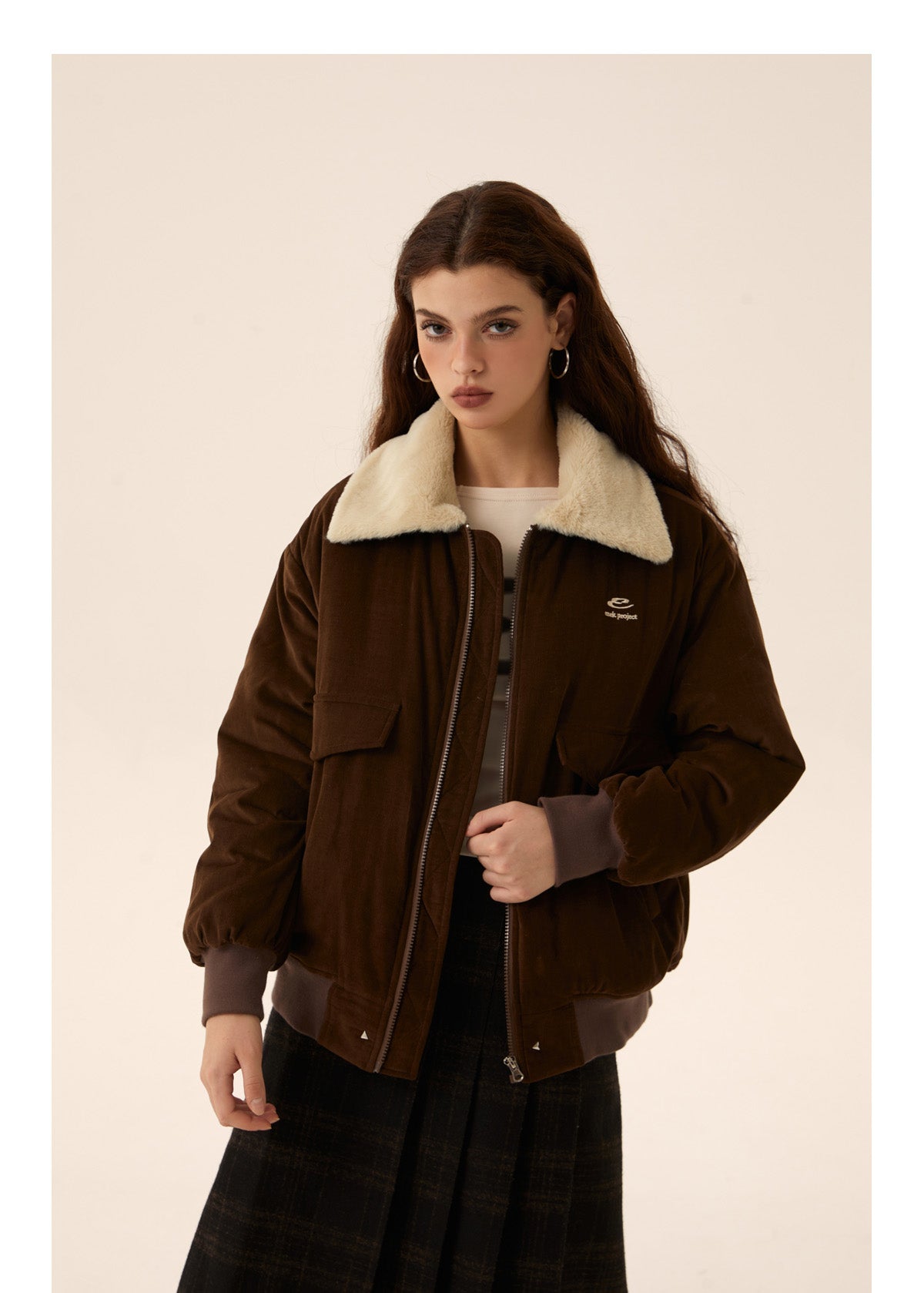 Fur zip work jacket P584