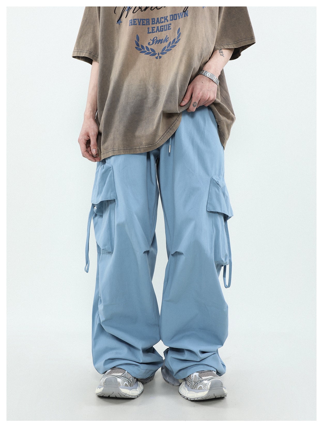 Wide leg multi-pocket cargo pants P274