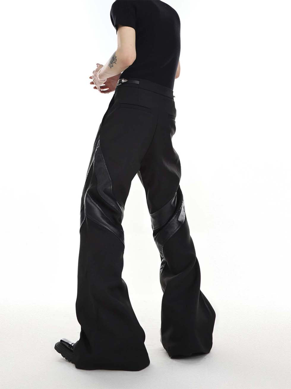 Belt buckle design casual pants P1157