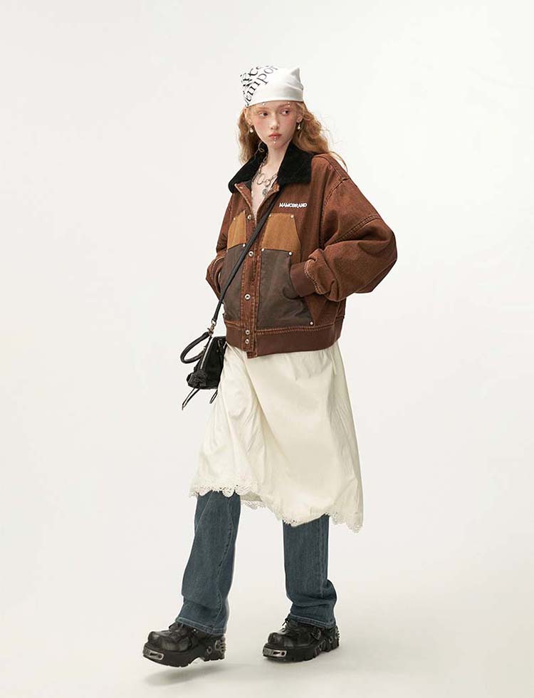 Antique style retro splicing jacket P1323