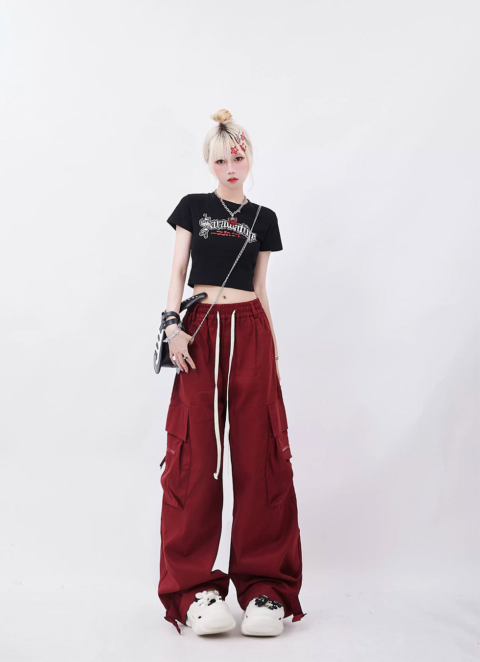 Loose drawstring casual pants P942