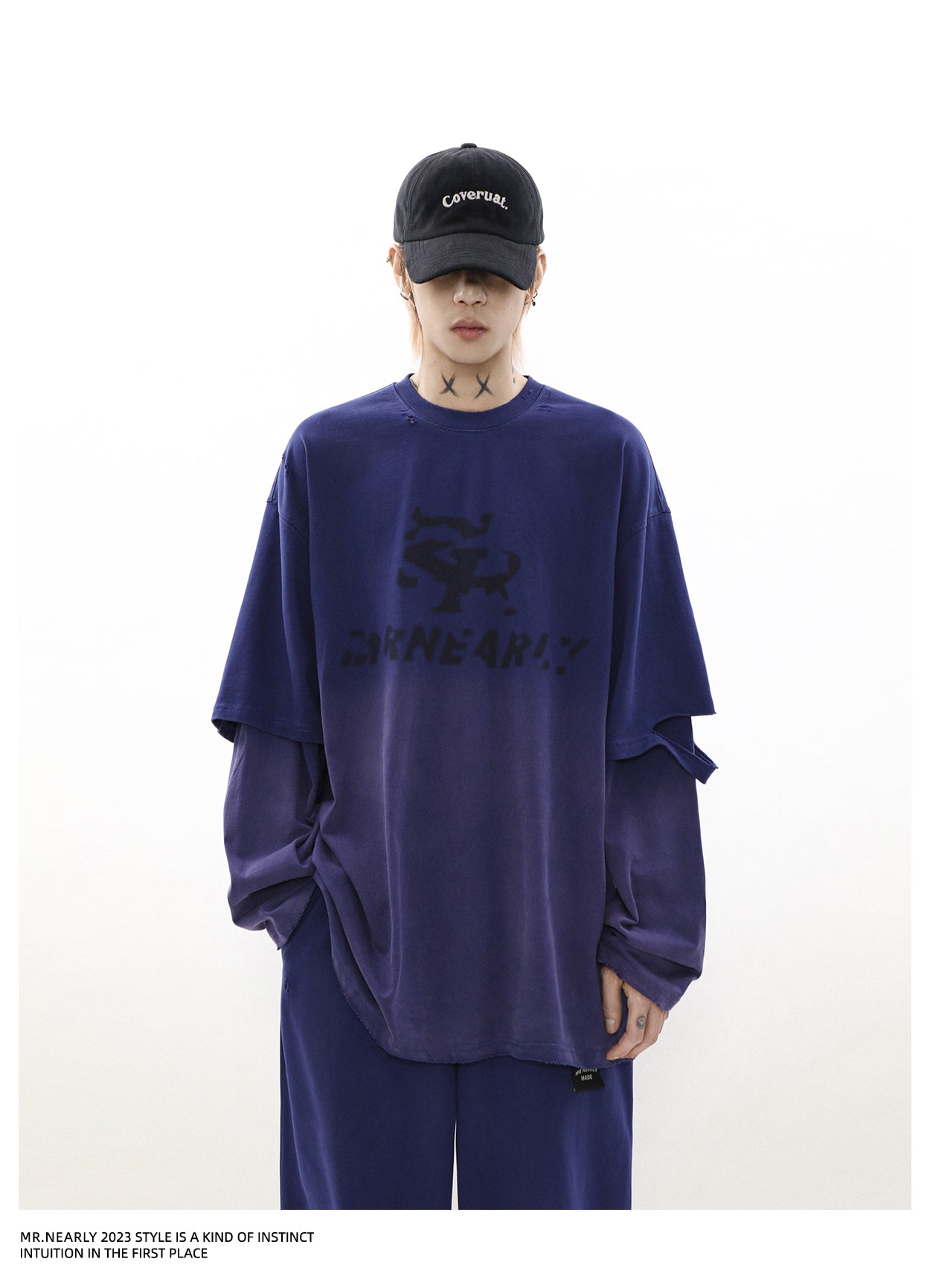 Gradient logo layered long sleeve T P255