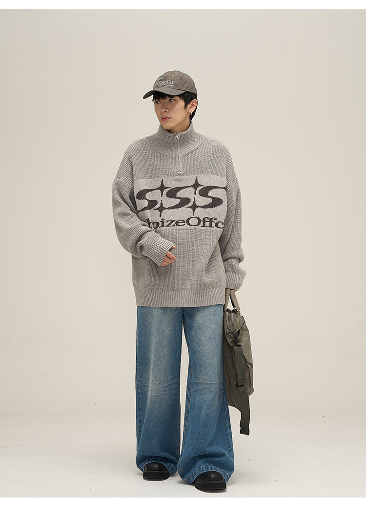 Retro half-zip knit sweater P625