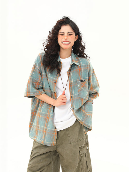 レトロ チェック柄シャツ P2067