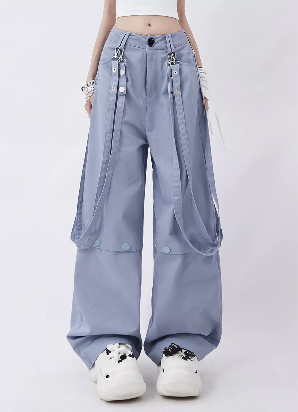 High street ribbon design casual pants P975