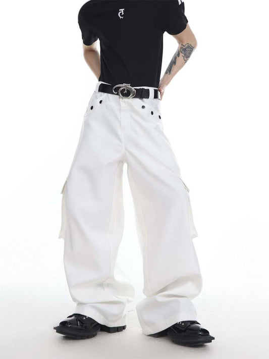 Multi-pocket design casual pants P1153