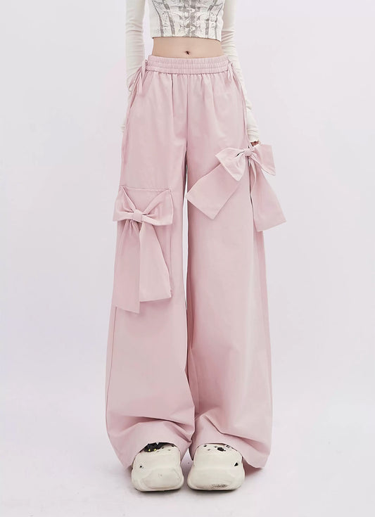 Ribbon design wide pants P945