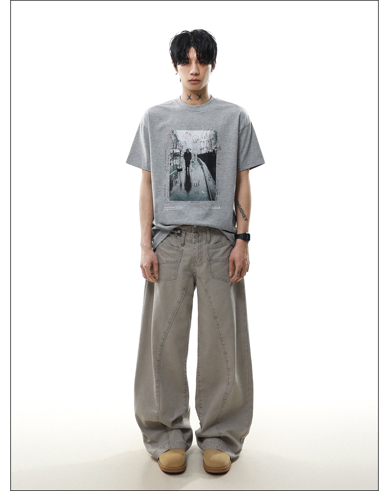 レトロデザイン プリント Tシャツ P2077