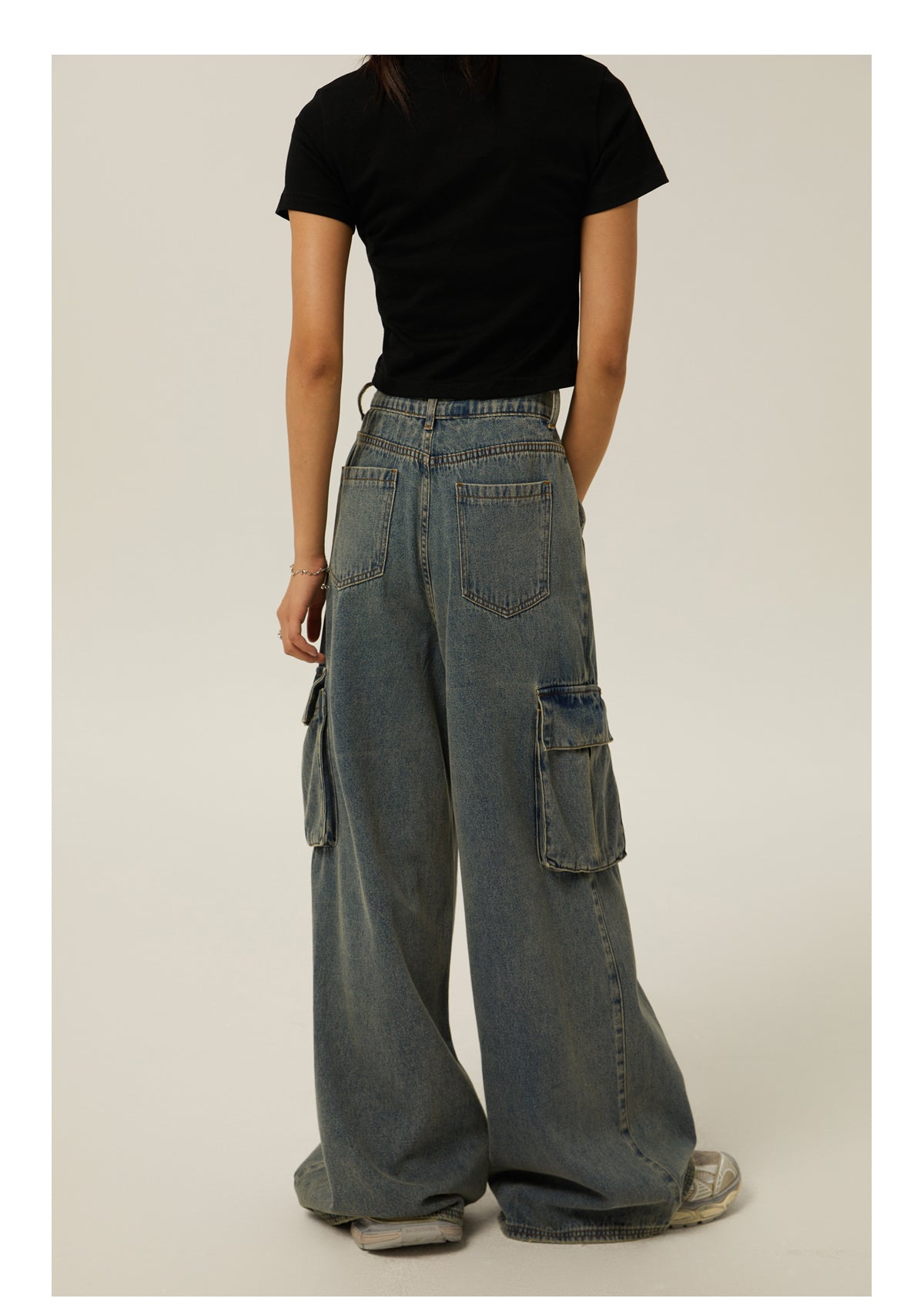 Wide Straight Multi Pocket Denim Pants P236