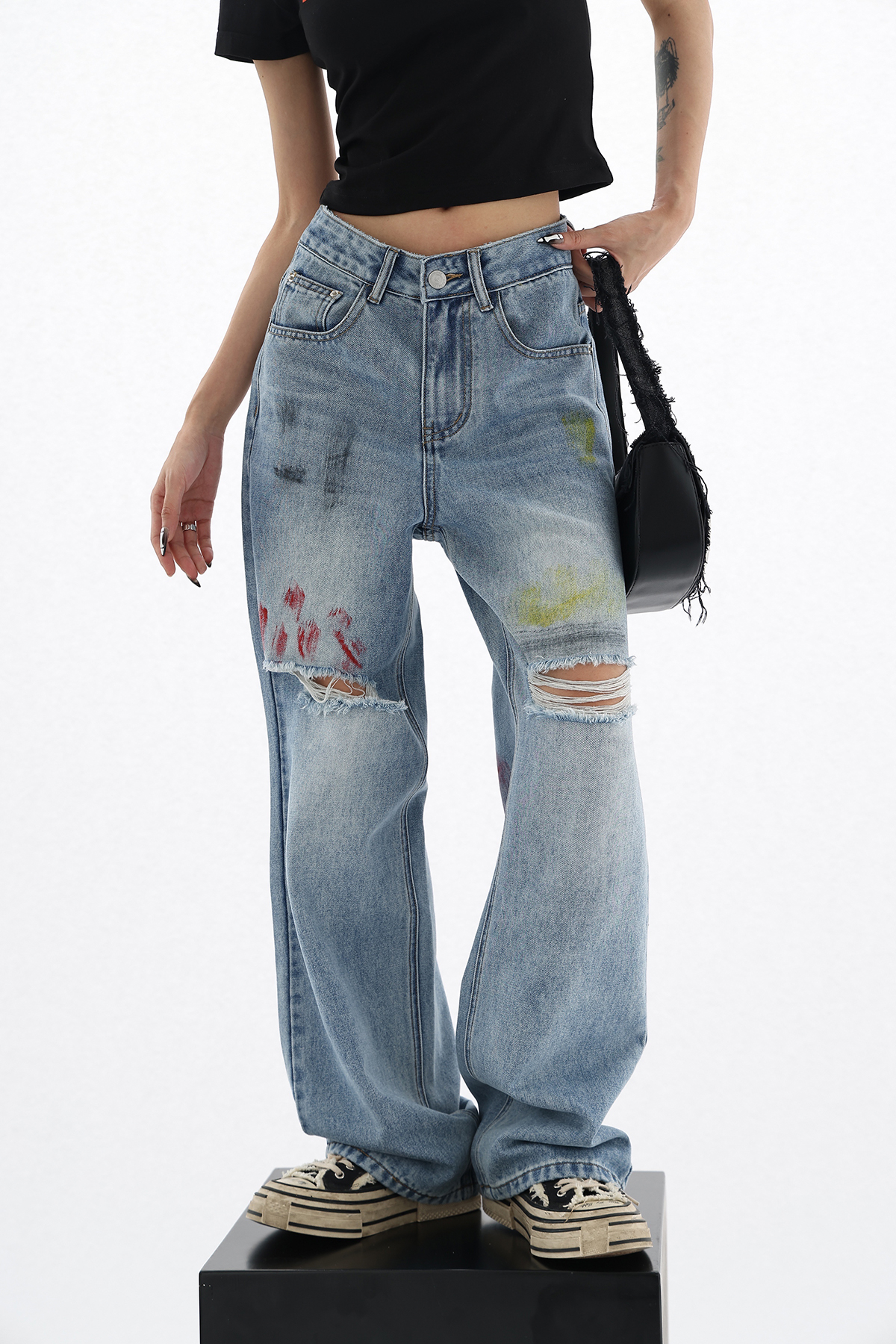 Painted denim pants P141