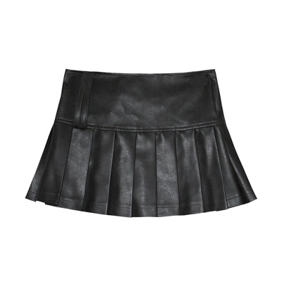 American Retro Leather Mini Skirt P405