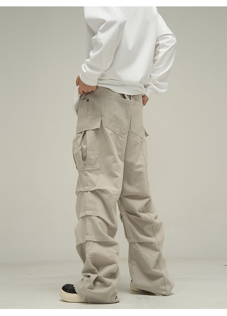 Wide leg multi-pocket cargo pants P602