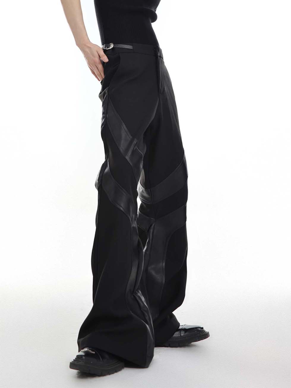 Belt buckle design casual pants P1157