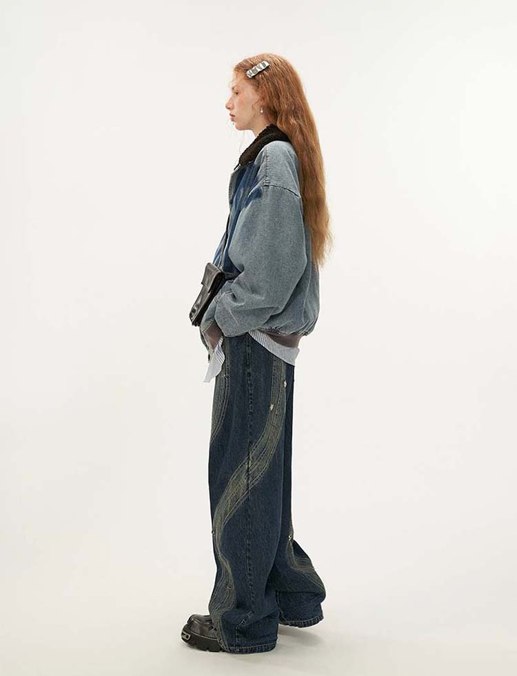 Retro Wide Leg Star Jeans P1311