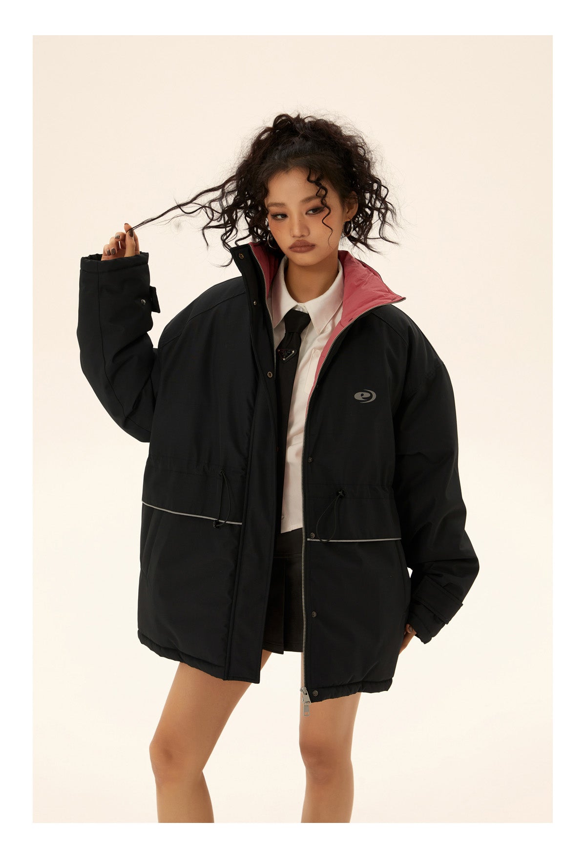 Oversized retro down jacket P562