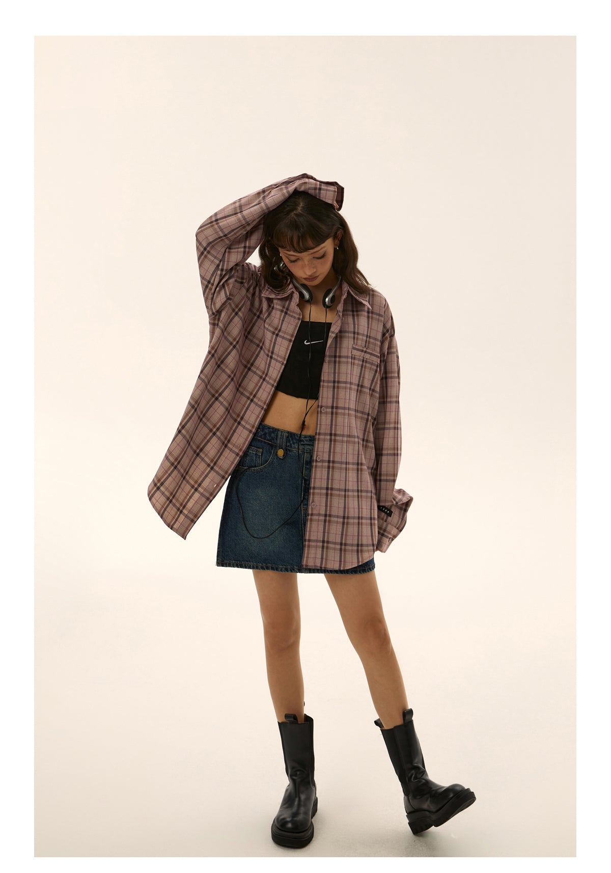 Loose fit retro check shirt P247