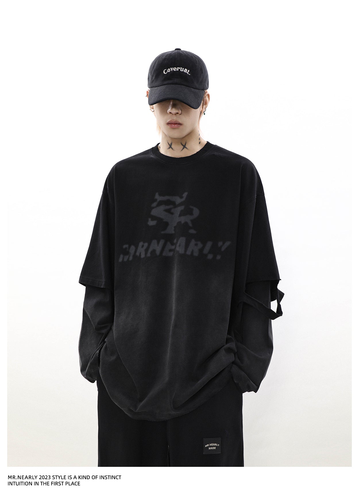 Gradient logo layered long sleeve T P255