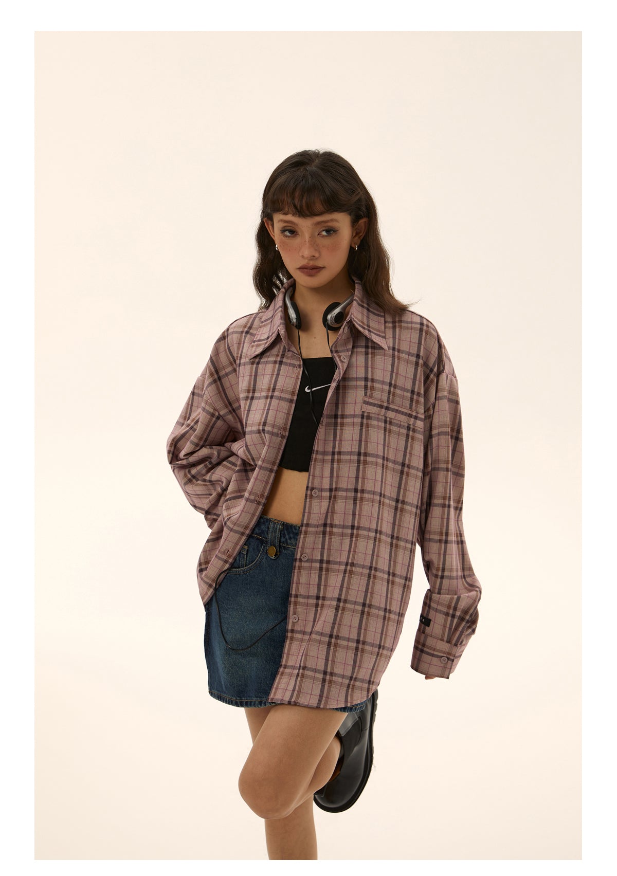 Loose fit retro check shirt P247