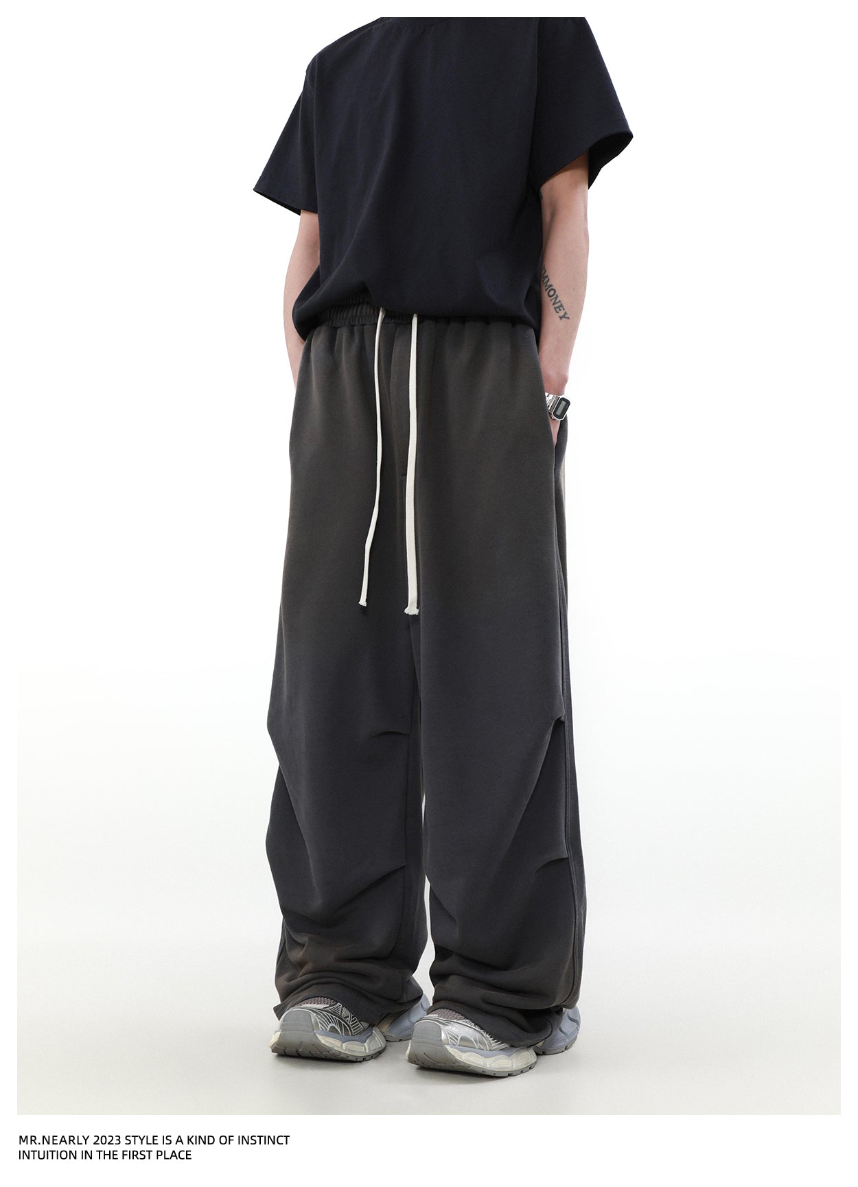 Dirt dyed washed sweatpants P1345