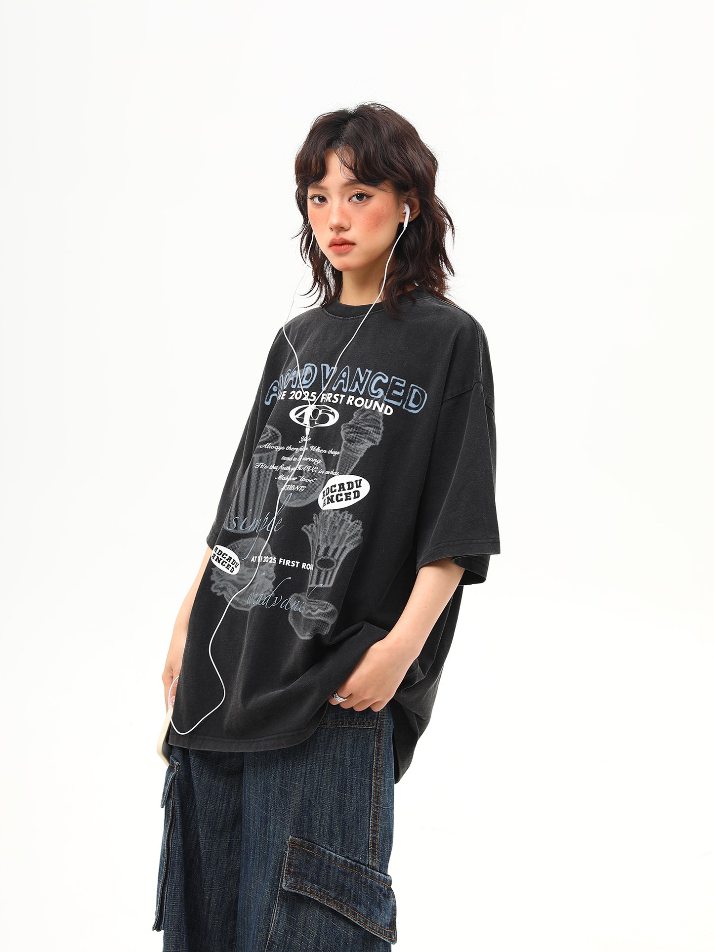 ウォッシュ加工 プリントTシャツ P2024