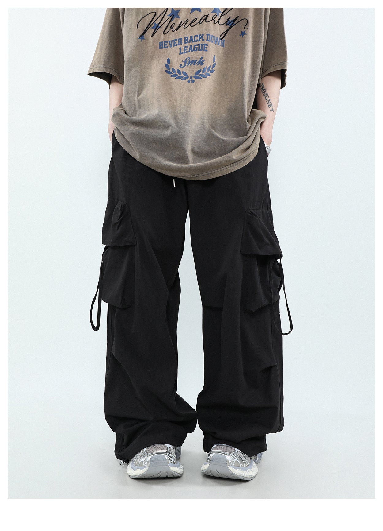 Wide leg multi-pocket cargo pants P274