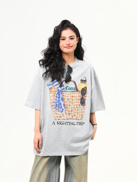 レトロ ニッチプリント Tシャツ P2020
