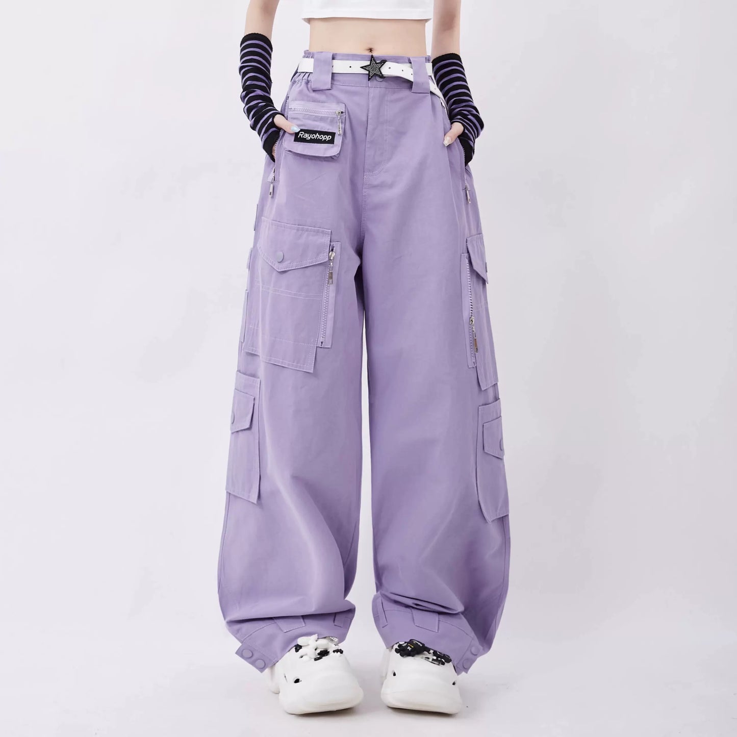 Pocket decoration straight casual pants P936