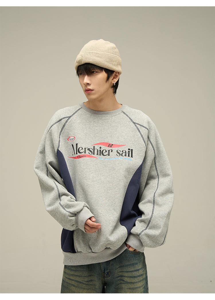 Loose fit retro college sweatshirt P591