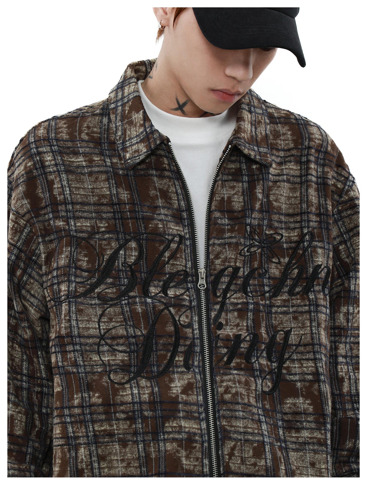 American retro letter check pattern jacket P838