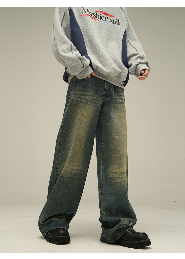 Loose Straight Retro Washed Denim Pants P597