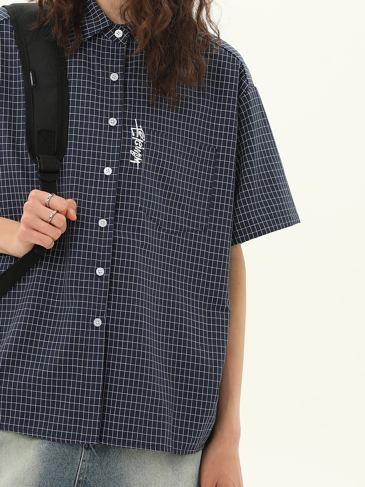 ショート ルーズ チェック柄 シャツ P2058