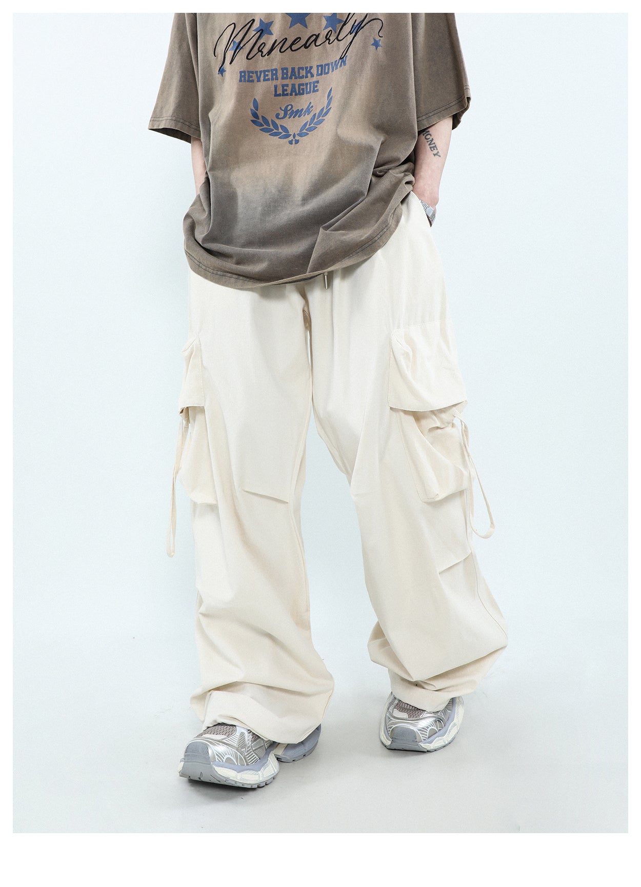 Wide leg multi-pocket cargo pants P274