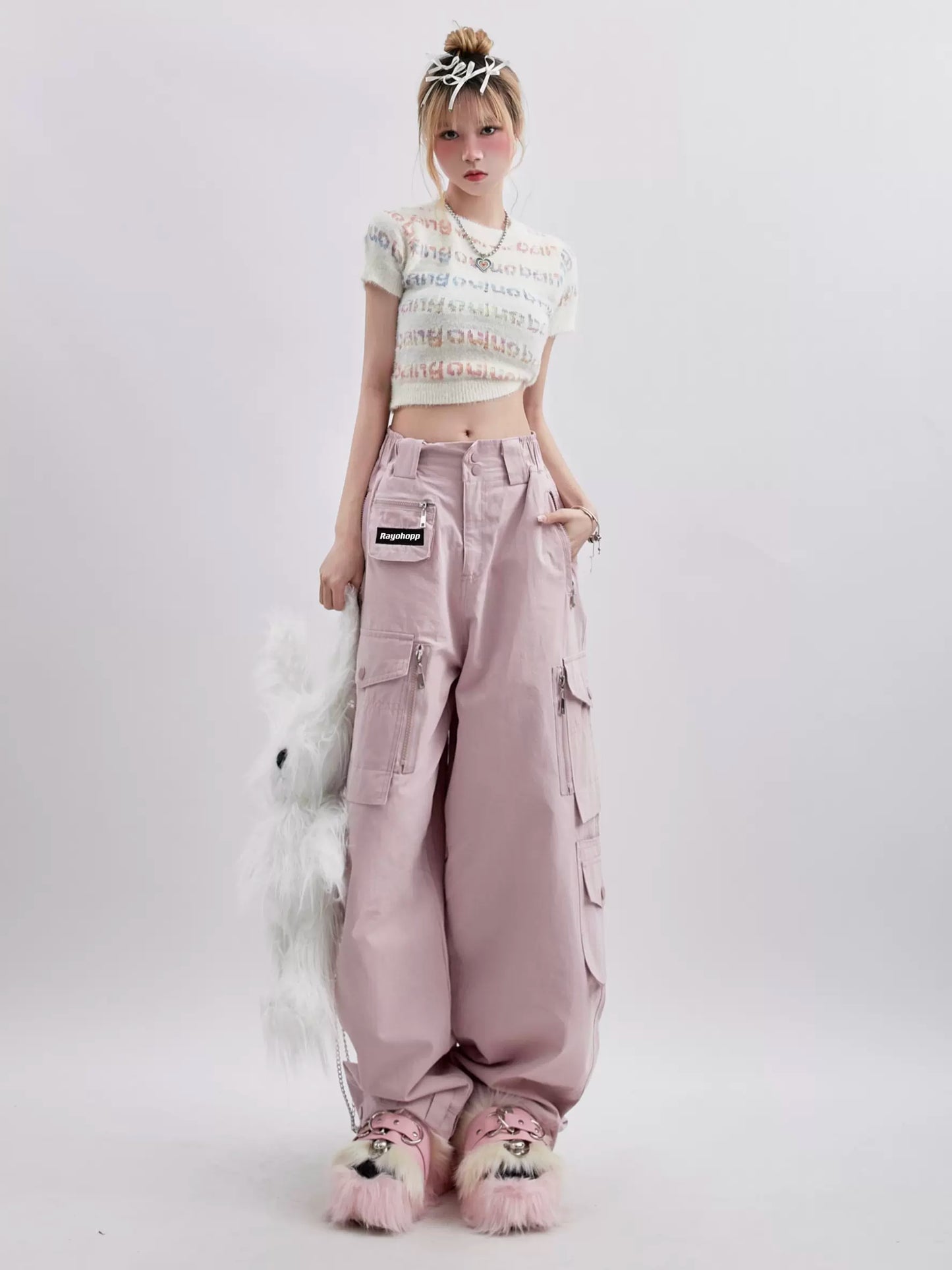 Pocket decoration straight casual pants P936