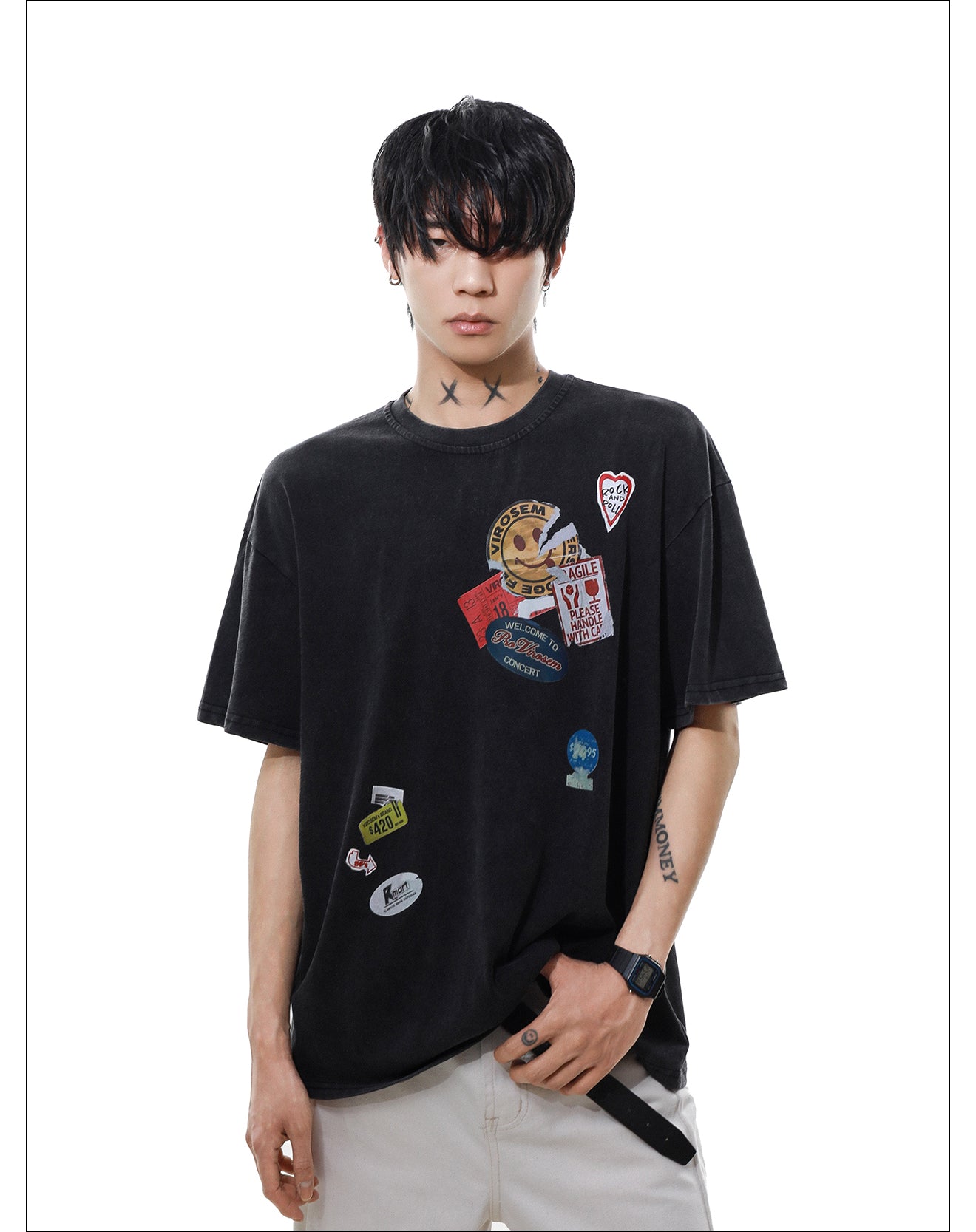 レトロデザイン カジュアルTシャツ P2086