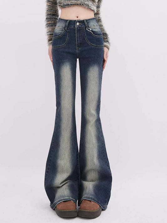 Washed Casual Bootcut Jeans P935