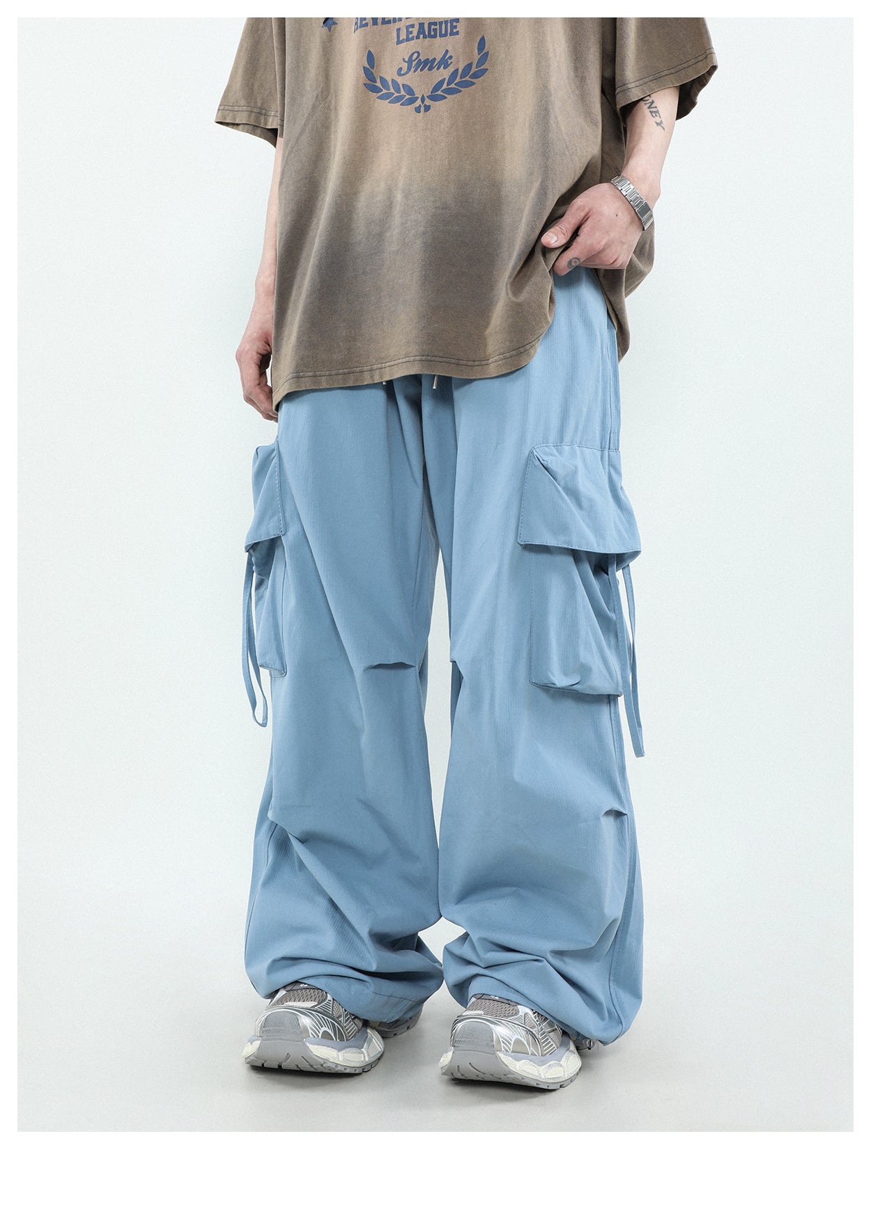 Wide leg multi-pocket cargo pants P274