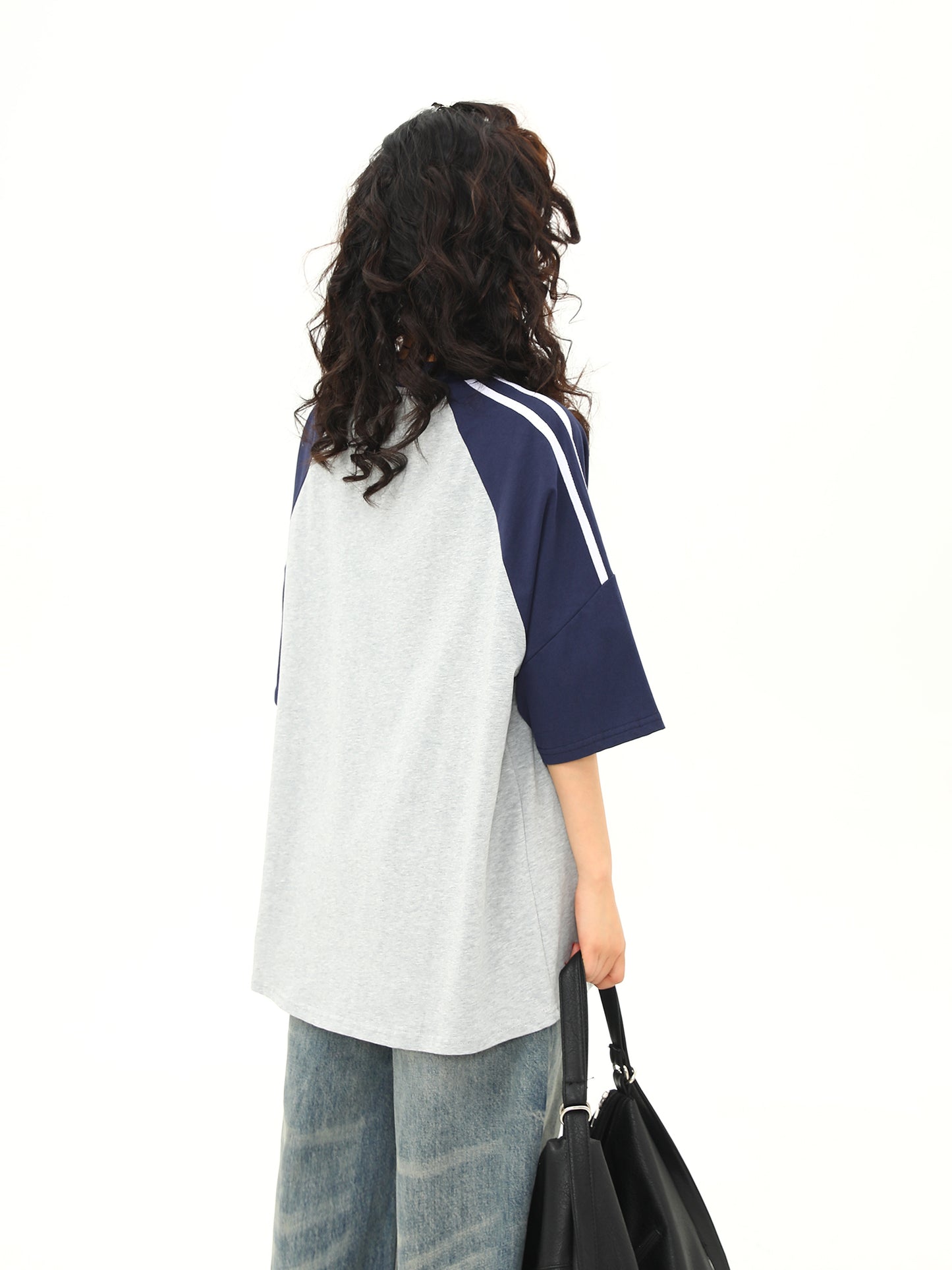 ラウンドネック コントラストカラー Tシャツ P2054