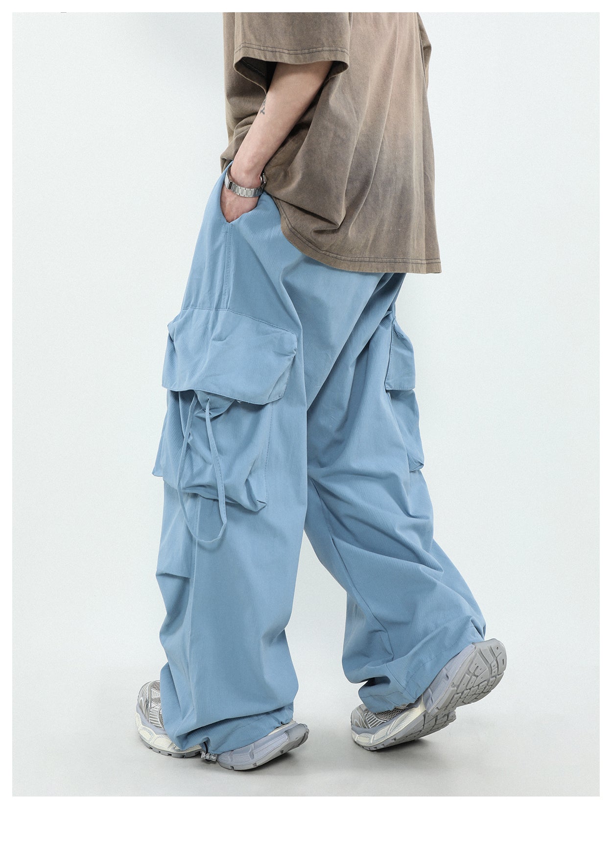 Wide leg multi-pocket cargo pants P274